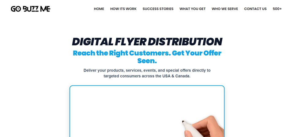 GoBuzzMe digital flyer platform homepage